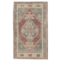 1960s Red 
Taupe Vintage Turkish Mini Rug 1
7" X 3
2"