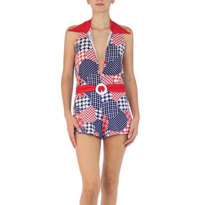 1960S Red White & Blue Cotton Romper In Excellent Condition For Sale In New York, NY
