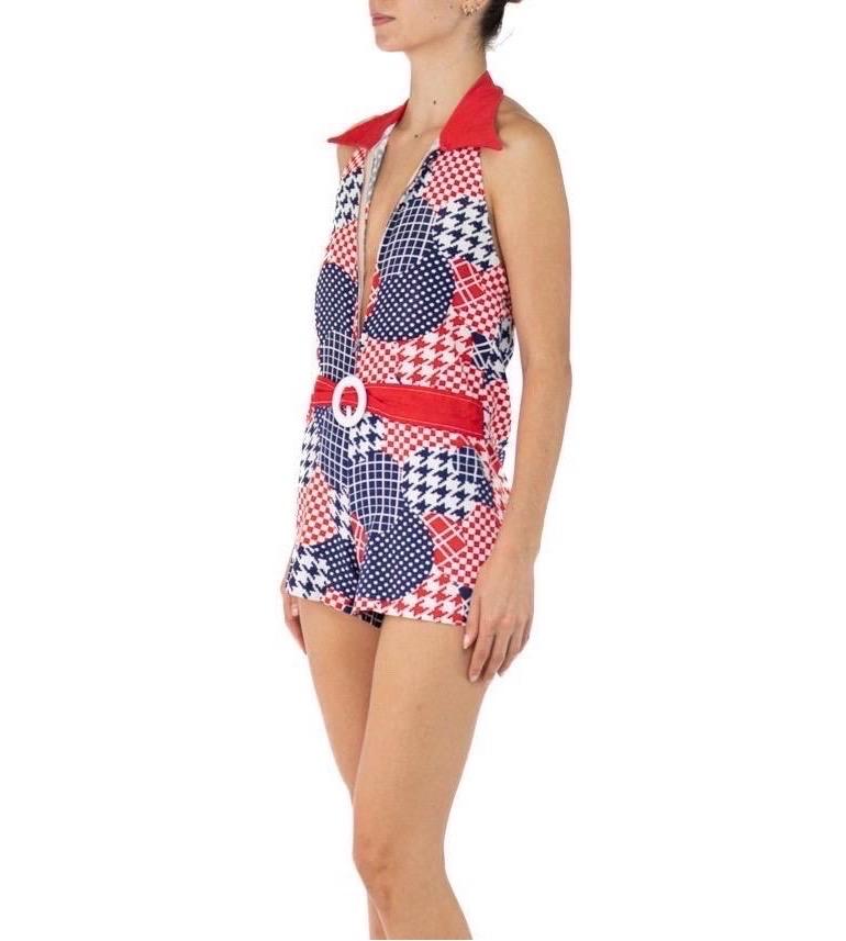 1960S Red White & Blue Cotton Romper For Sale 2