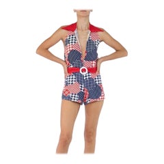 1960S Red White & Blue Cotton Romper