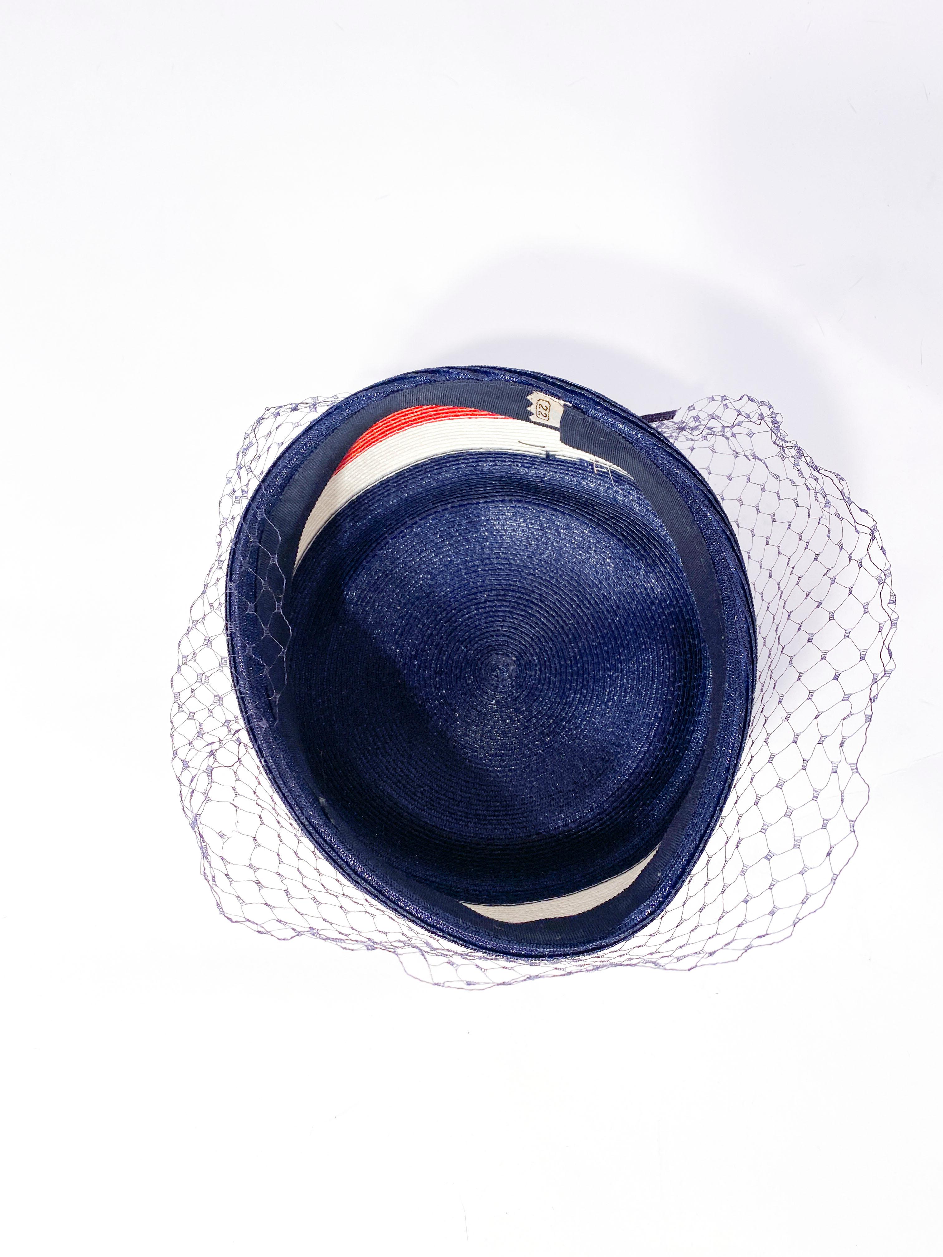 1960s Red, White, & Blue Pillbox Hat In Good Condition In San Francisco, CA