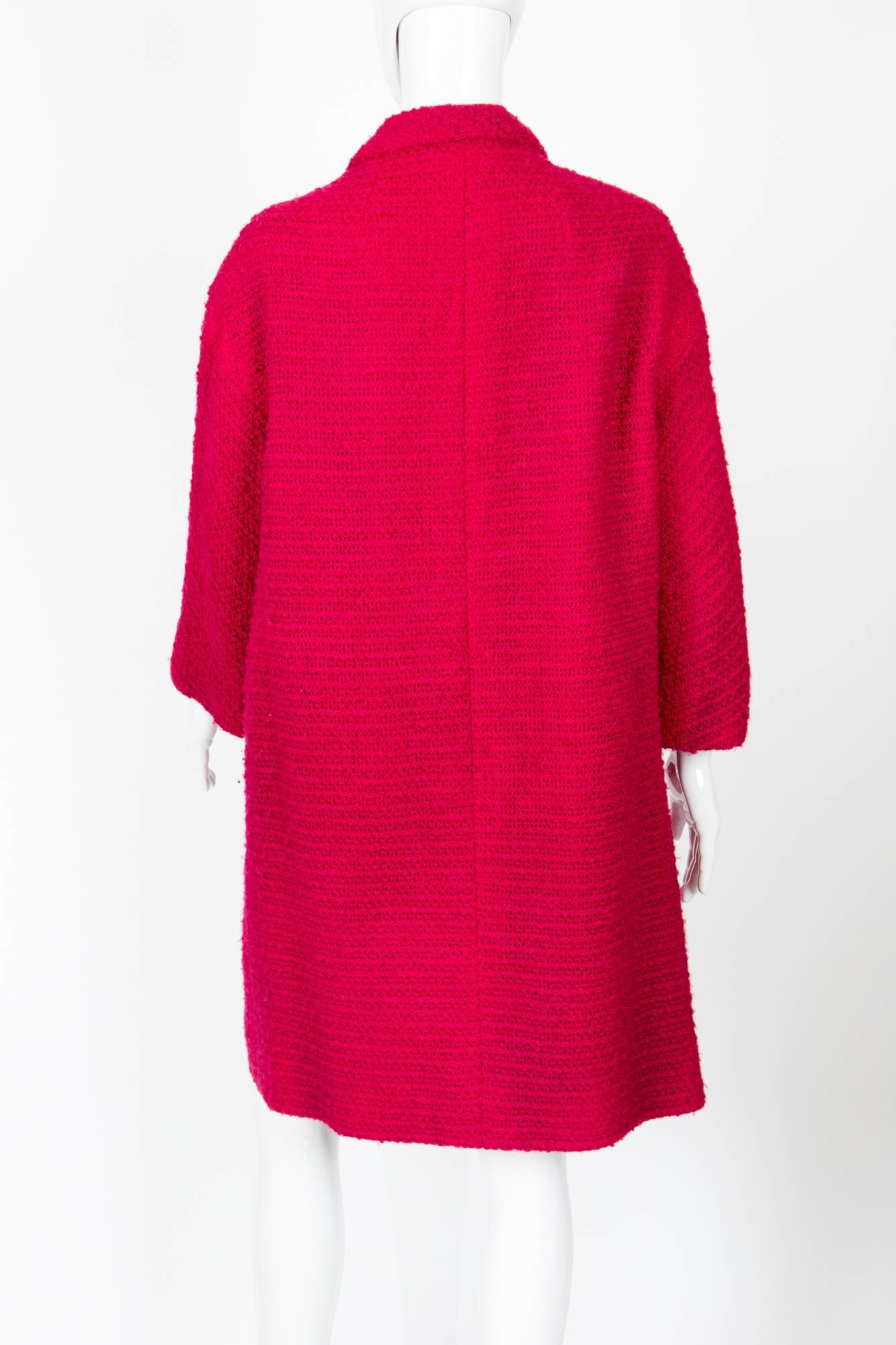 Women's 1960s Red Wool Marie Martine Coat  For Sale