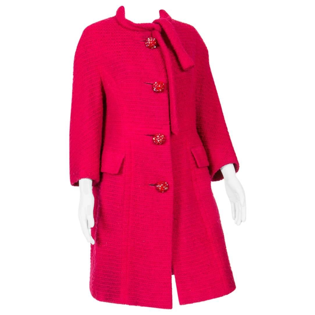 1960s Red Wool Marie Martine Coat  For Sale