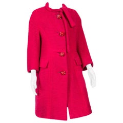 Vintage 1960s Red Wool Marie Martine Coat 