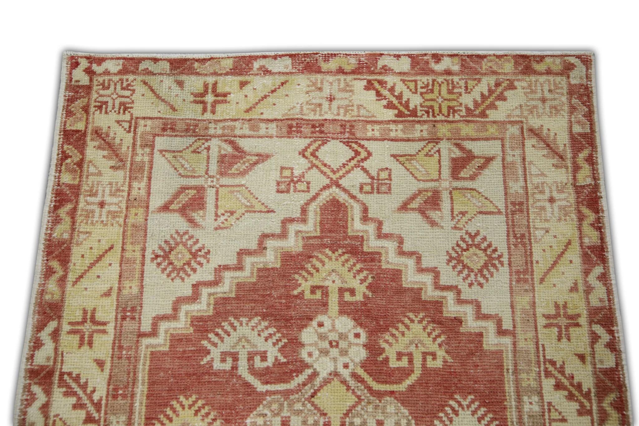 Hand-Woven 1960s Red & Yellow Vintage Turkish Rug 2'7