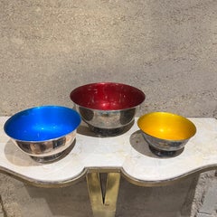 1960s Reed and Barton Three Silver Enamel Bowls John Prip
