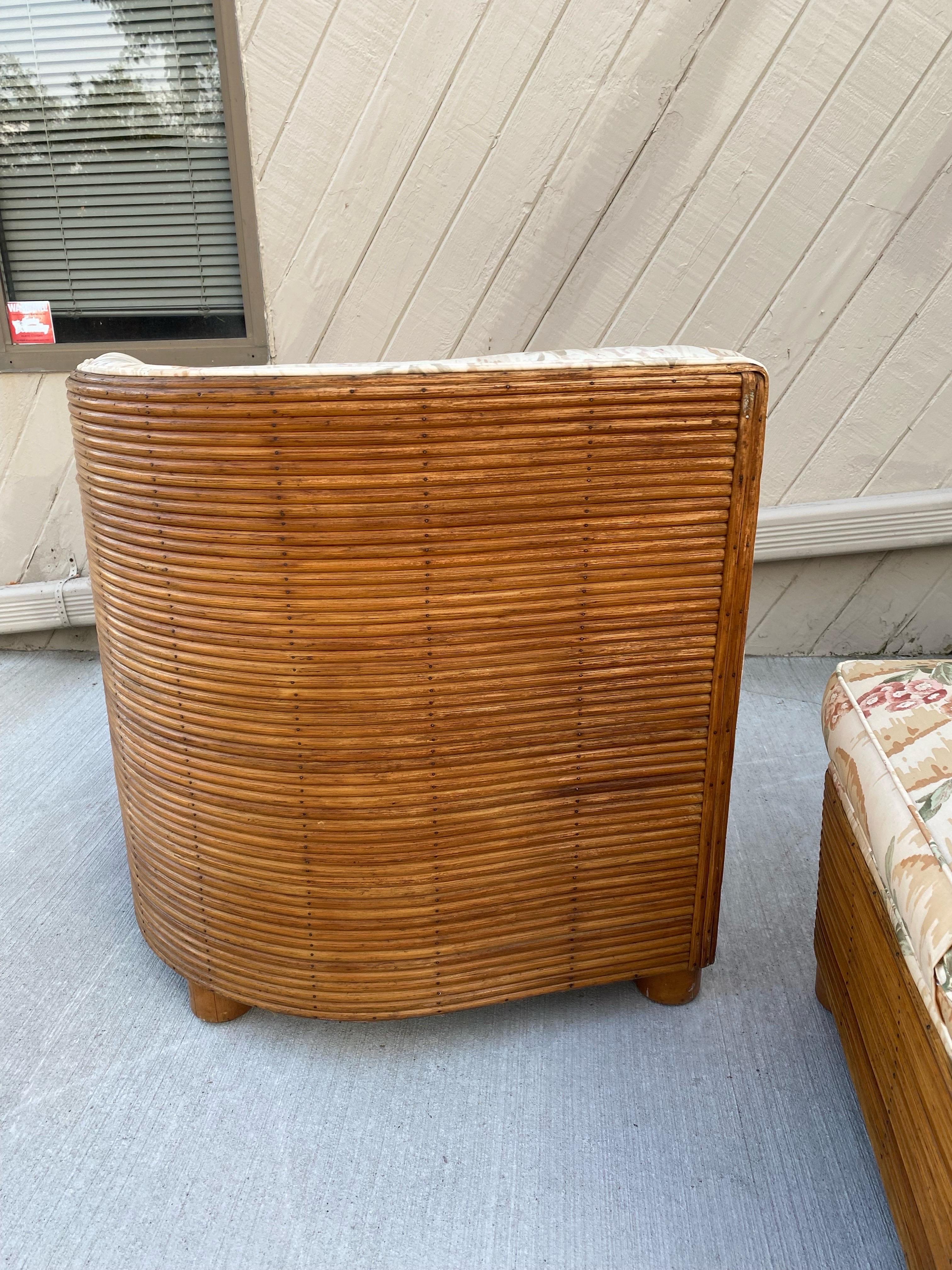 1960s Reed Bamboo Four Piece Modular Sofa  8