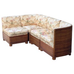 1960s Reed Bamboo Four Piece Modular Sofa