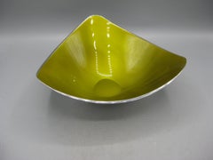 1960 Reed & Barton Enamel & Silverplate Abstract Centerpiece Bowl Dish BIG 9" (Plat de centre abstrait en émail et en argent)