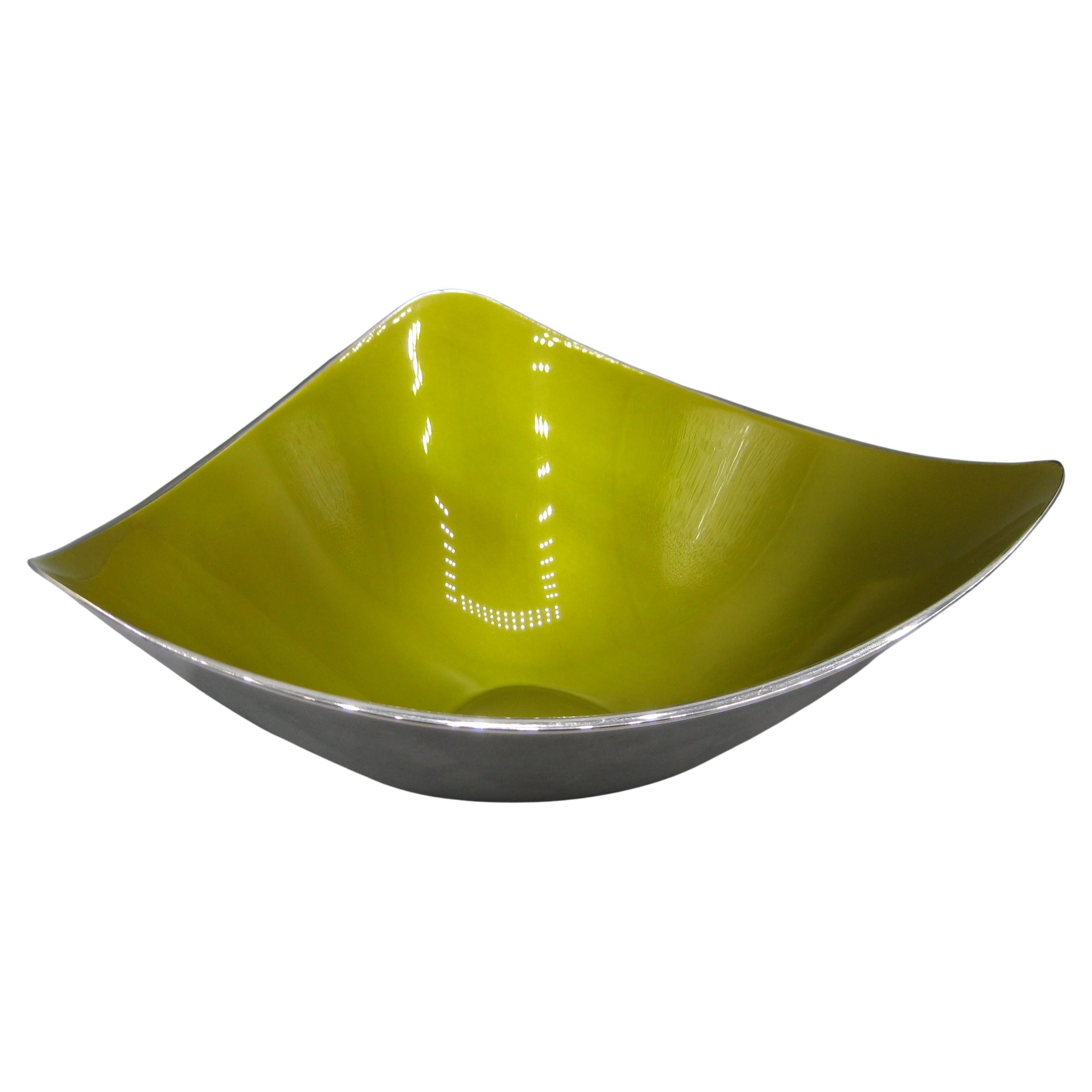 1960
s Reed 
Barton Enamel 
Silverplate Abstract Centerpiece Bowl Dish BIG 9" For Sale