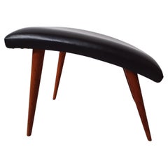 Retro 1960's, Refinished Danish Footstool with Leather Upholtery