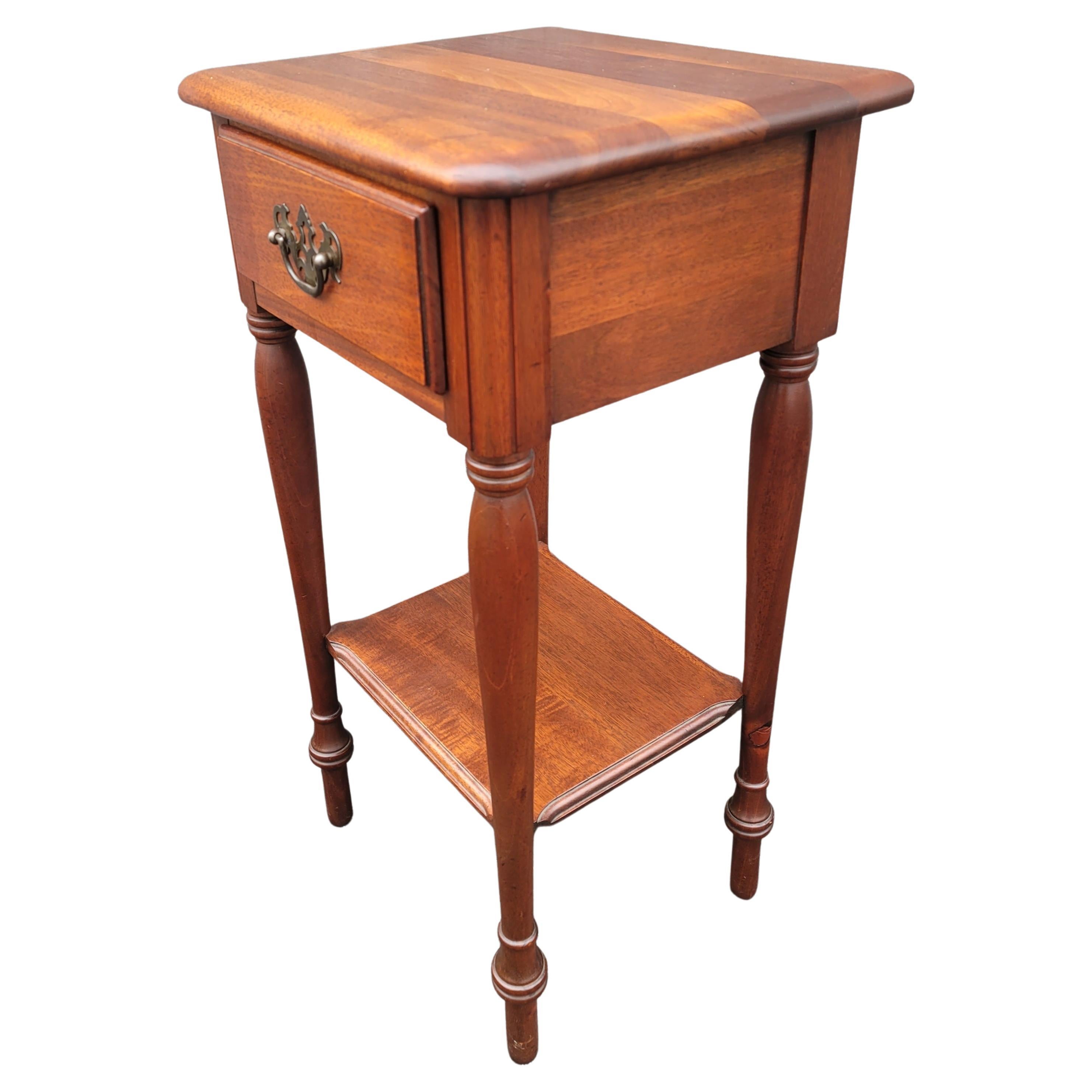 American Classical 1960s Refinished Kling Factories Two Tier Solid Mahogany Side Table For Sale