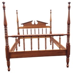 1960s Refinished Light Cherry Semi Poster Spool Full Size Bed