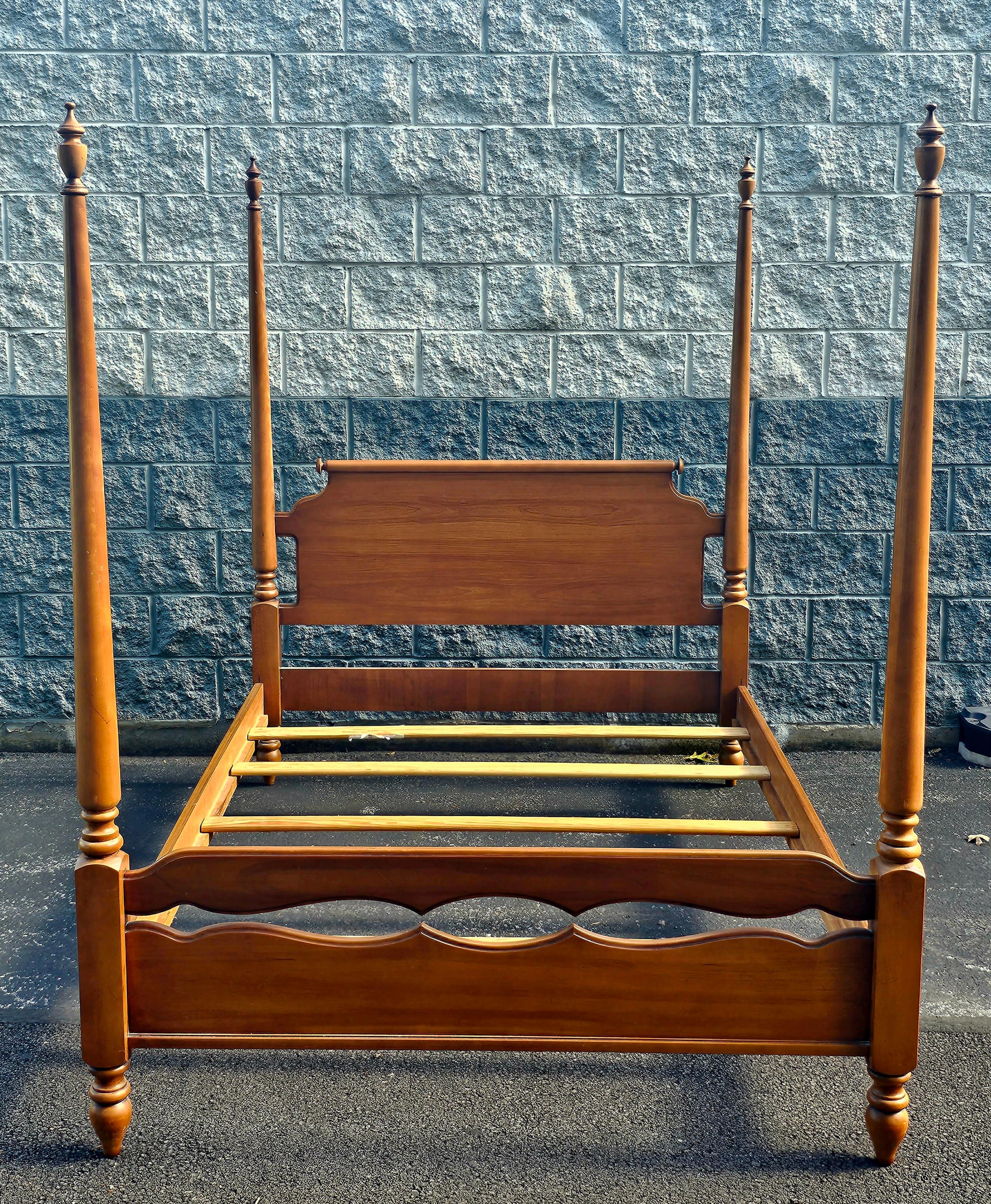 1960s Solid Maple Full Size Poster Bedstead in great vintage condition. The bed has been recently refinished and looks absolutely gorgeous. Measures 56.5