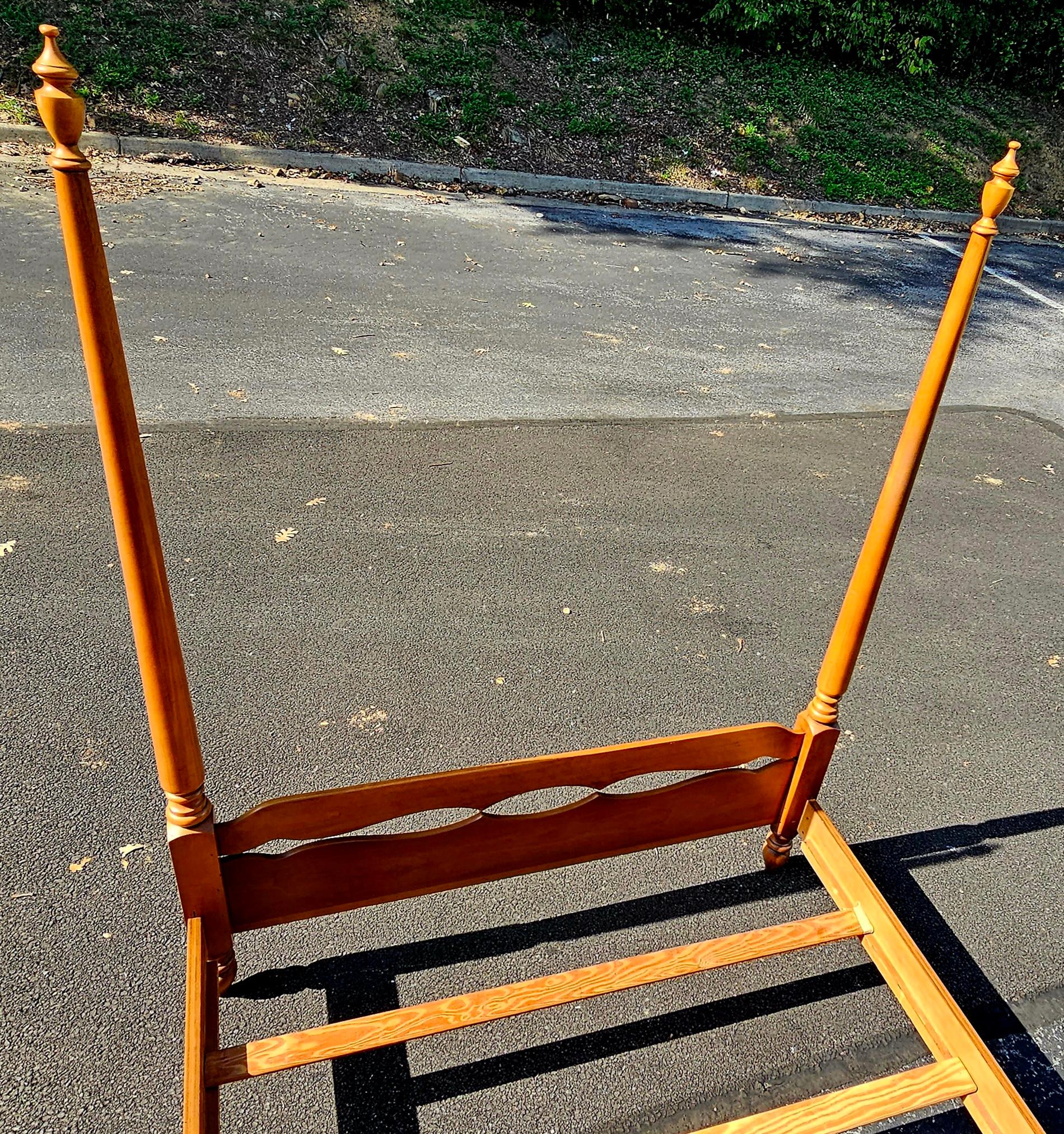 Polished 1960s Refinished Solid Maple Full Size Poster Bedstead 