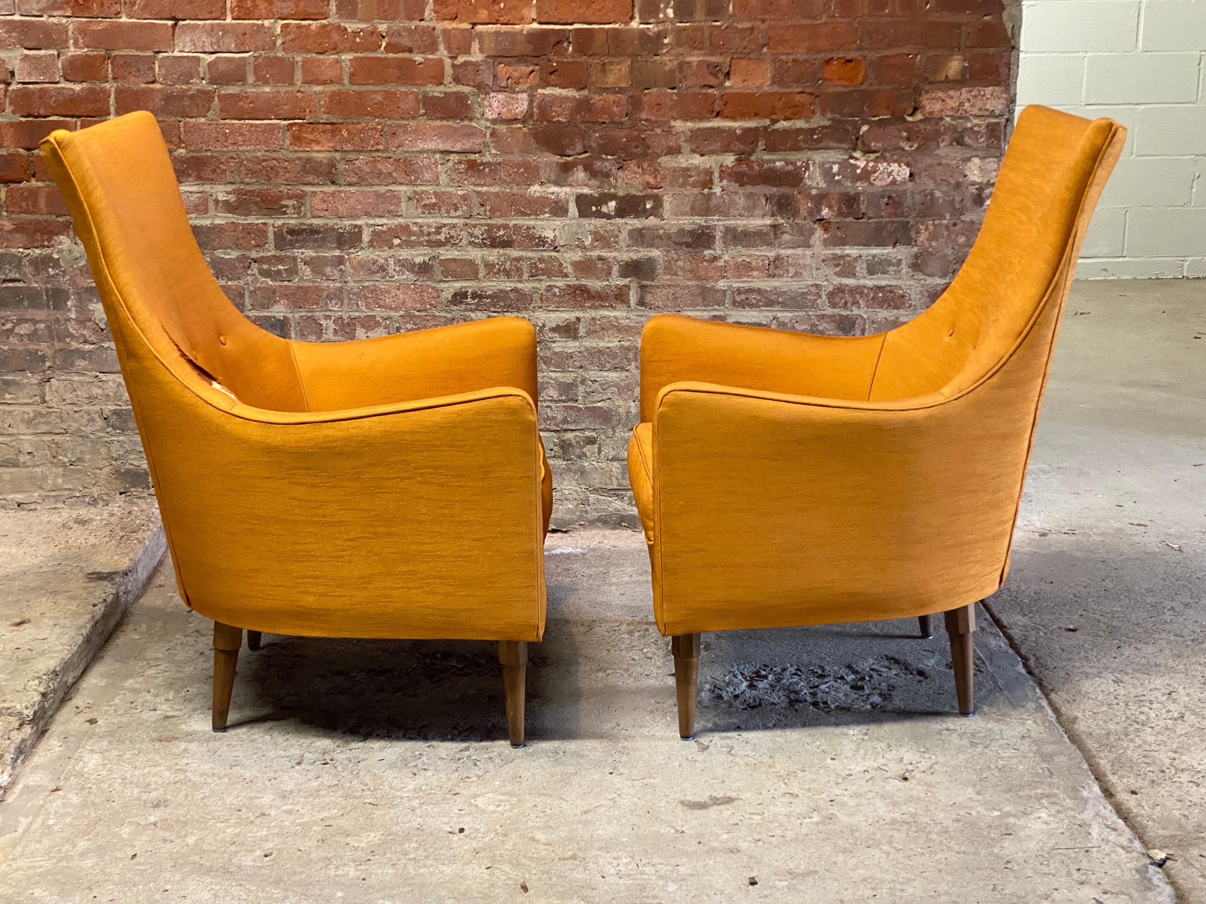 Mid-Century Modern 1960s Regal High Back Lounge Chairs, A Pair