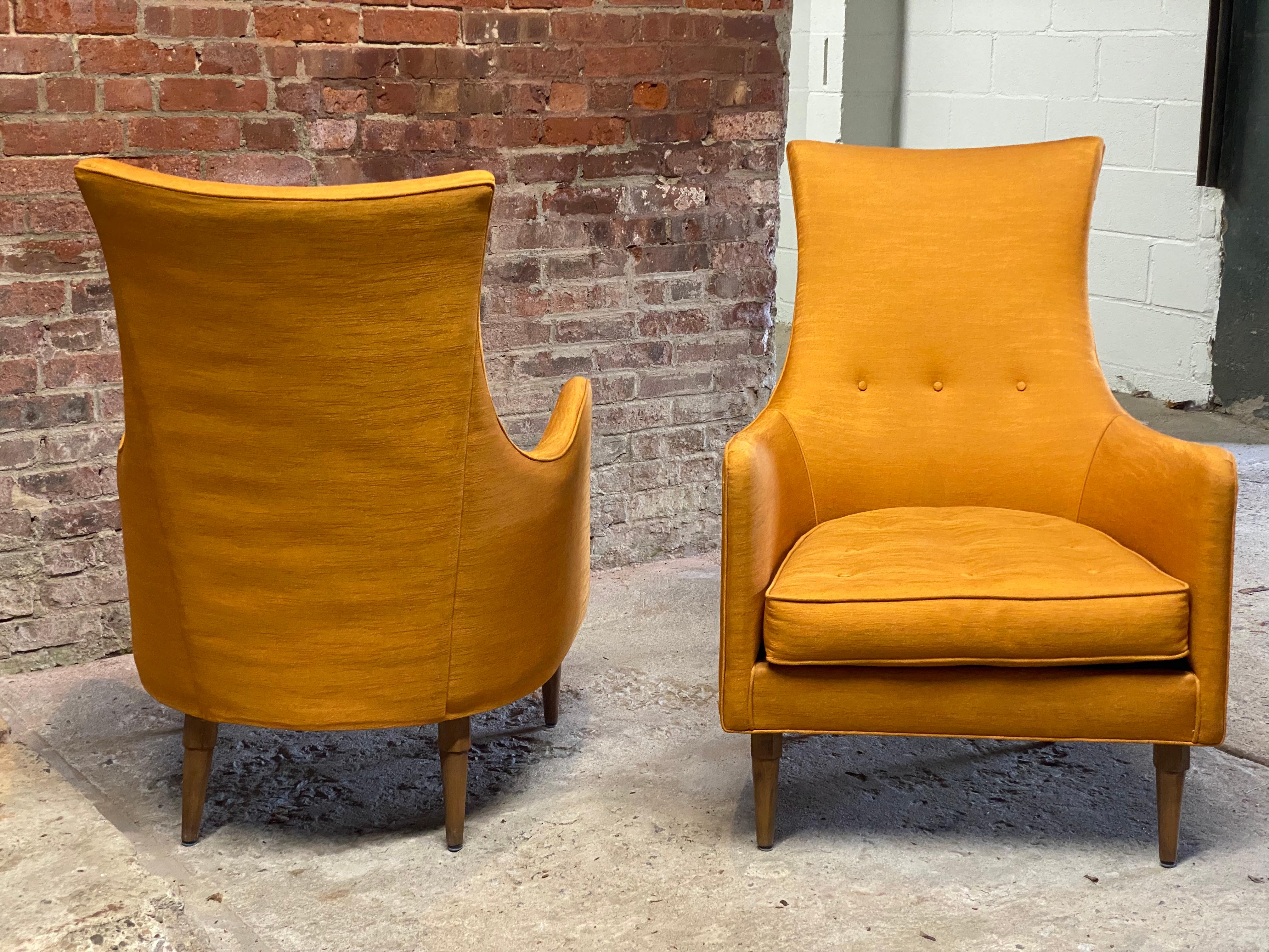 1960s Regal High Back Lounge Chairs, A Pair In Fair Condition In Garnerville, NY
