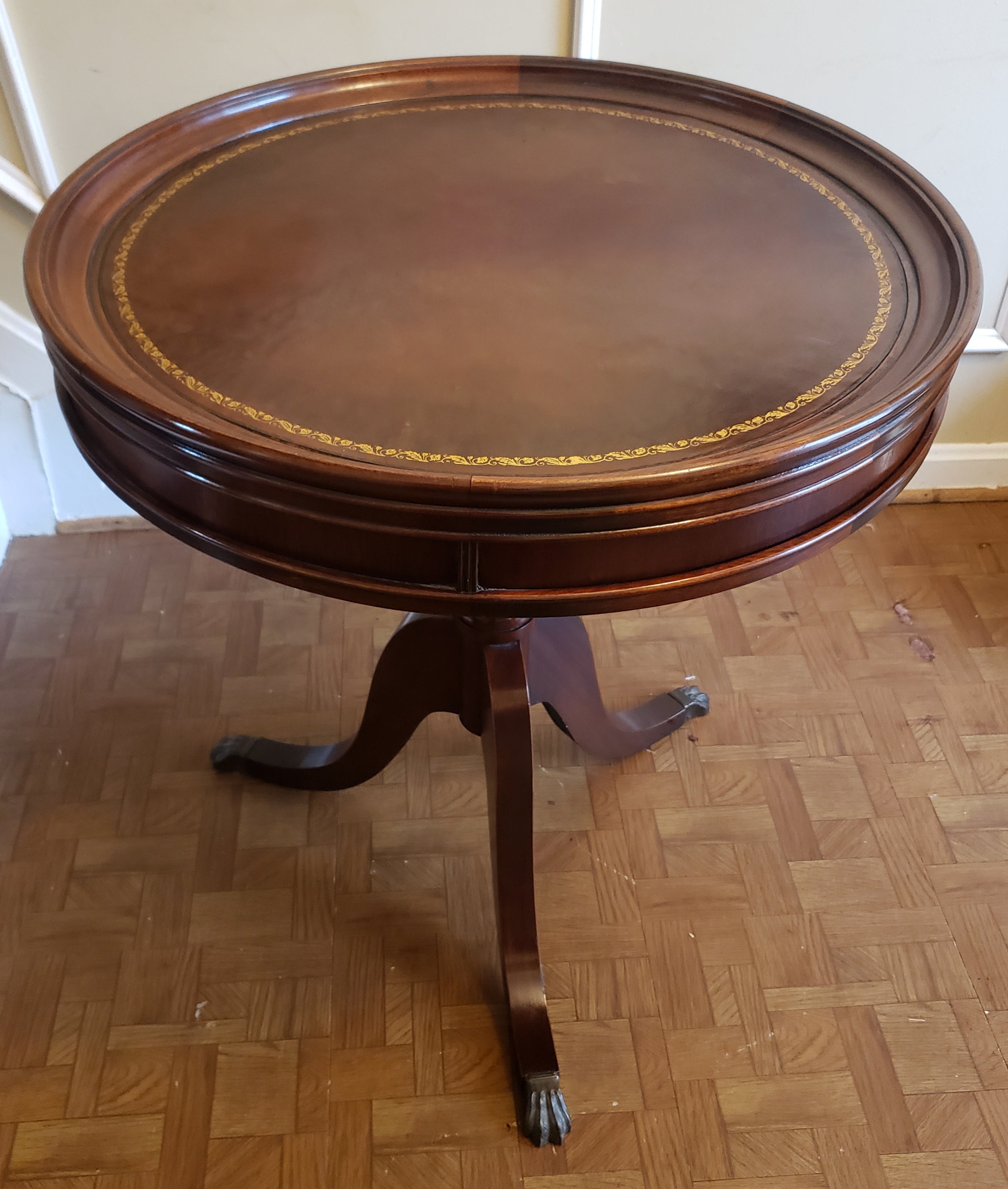 antique drum table with claw feet