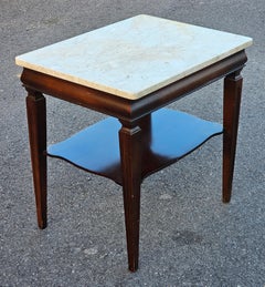 1960s Regency Style Tiered Mahogany Side Table With Marble Top