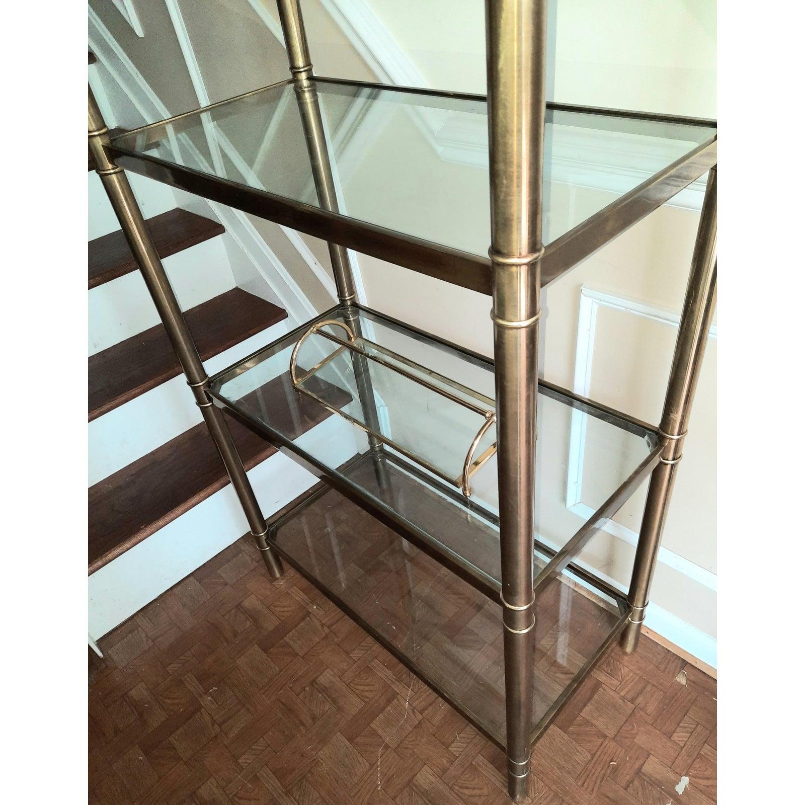 brass glass etagere