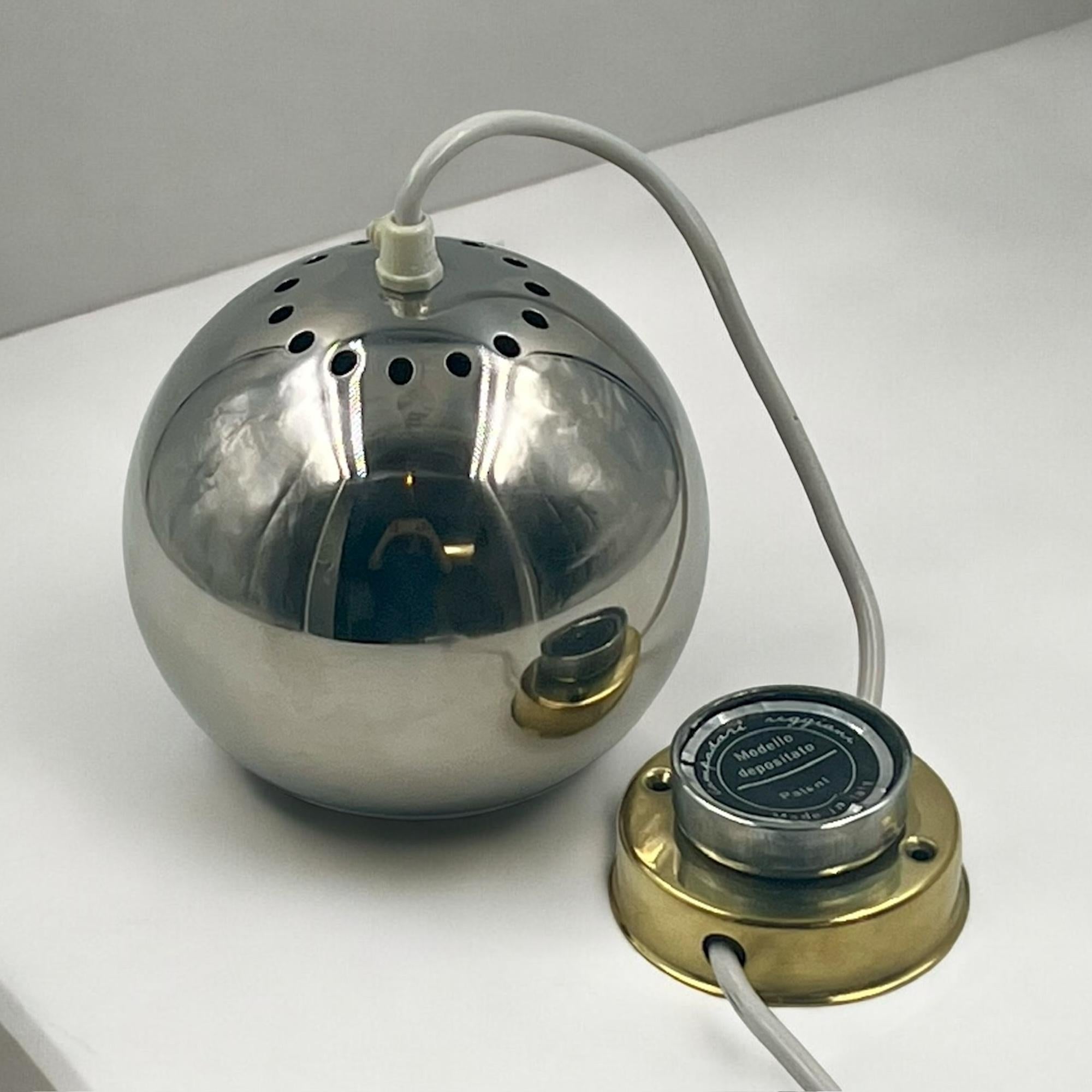 1960s Reggiani Eyeball Lamp Brass Base Chrome Finish, Mid Century Modern Light 3