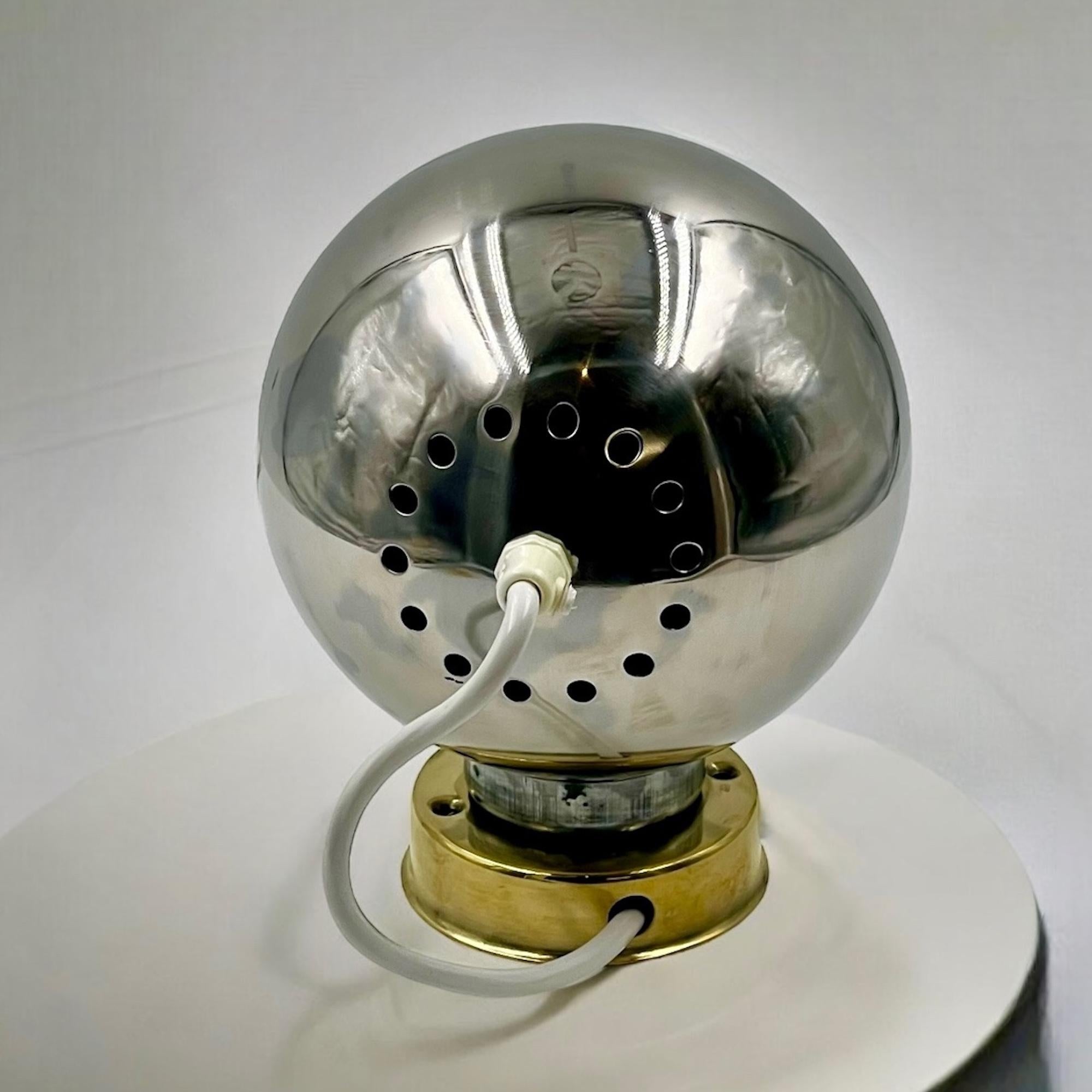 1960s Reggiani Eyeball Lamp Brass Base Chrome Finish, Mid Century Modern Light 1