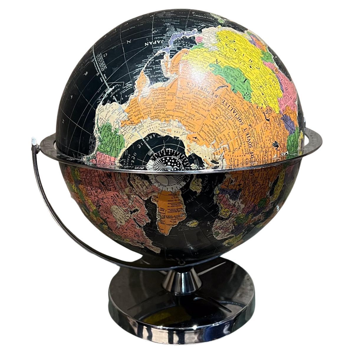 1960s Replogle Black Ocean World Starlight Globe Chicago