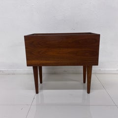 1960s Repurposed Speaker Box Pedestal Planter Catch It All Container in Walnut