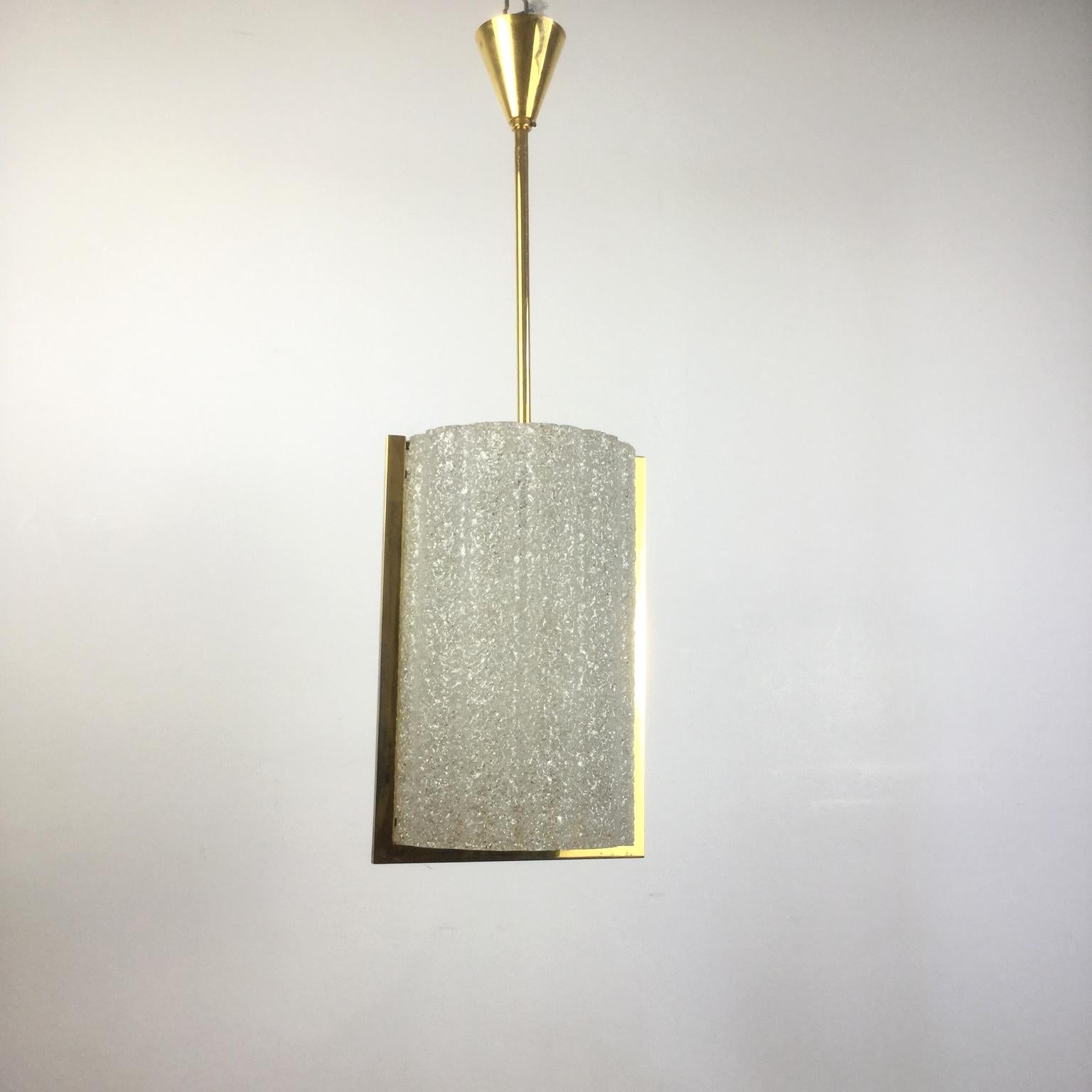 Metalwork 1960s Resin and Brass Pendant Ceiling Lights, Set of 4 For Sale