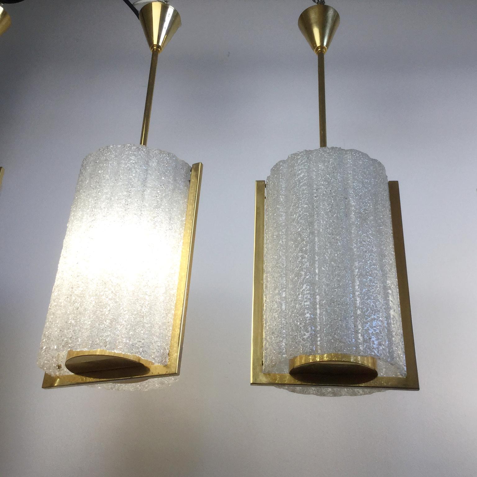 1960s Resin and Brass Pendant Ceiling Lights, Set of 4 In Good Condition For Sale In London, GB