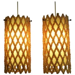 1960s Resin Crystal Lattice Pendants