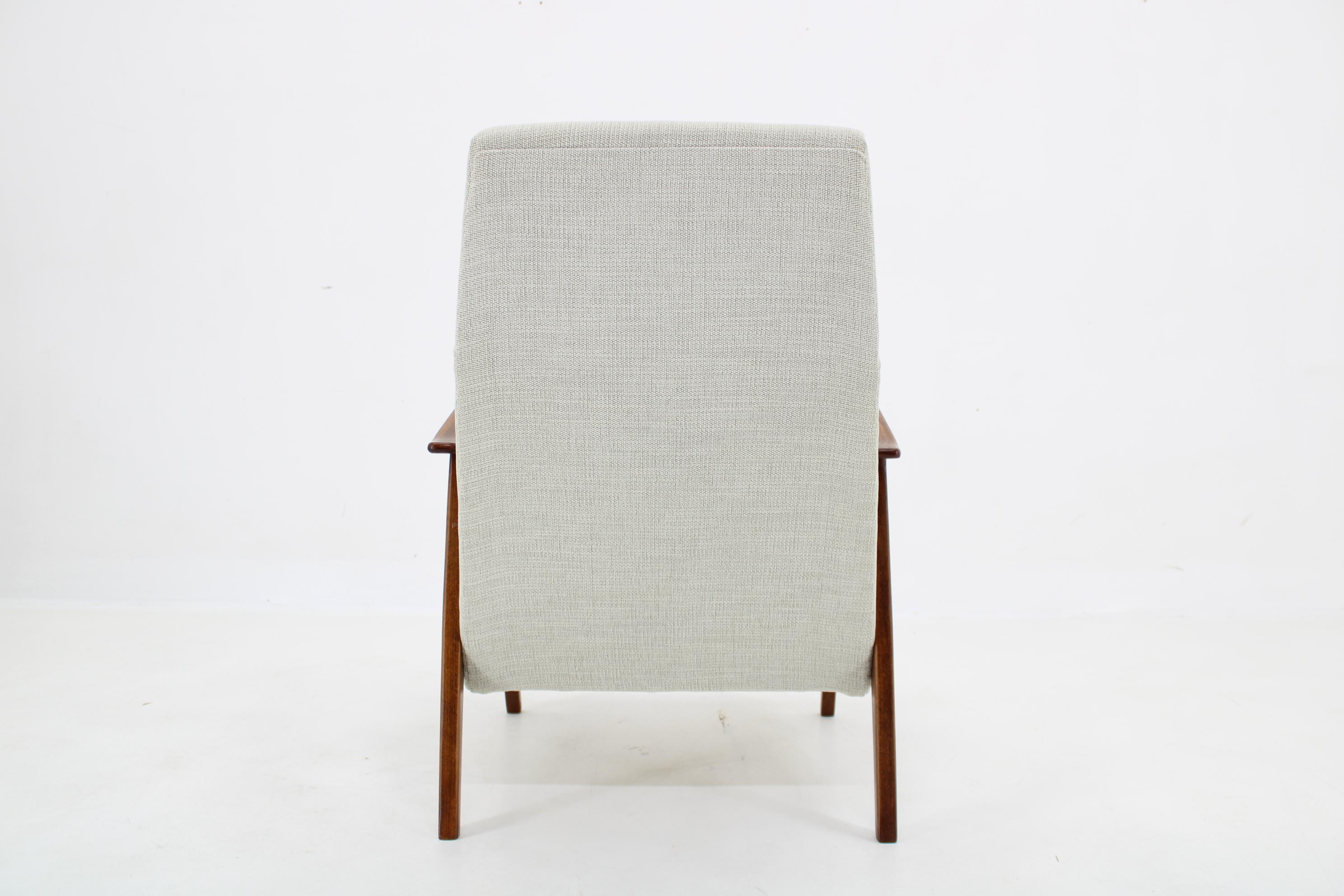 Fabric 1960s Restored Beech Armchair, Czechoslovakia  For Sale