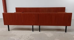 1960s Restored Danish Oman Junn Teak Bed with Integrated Nightstands