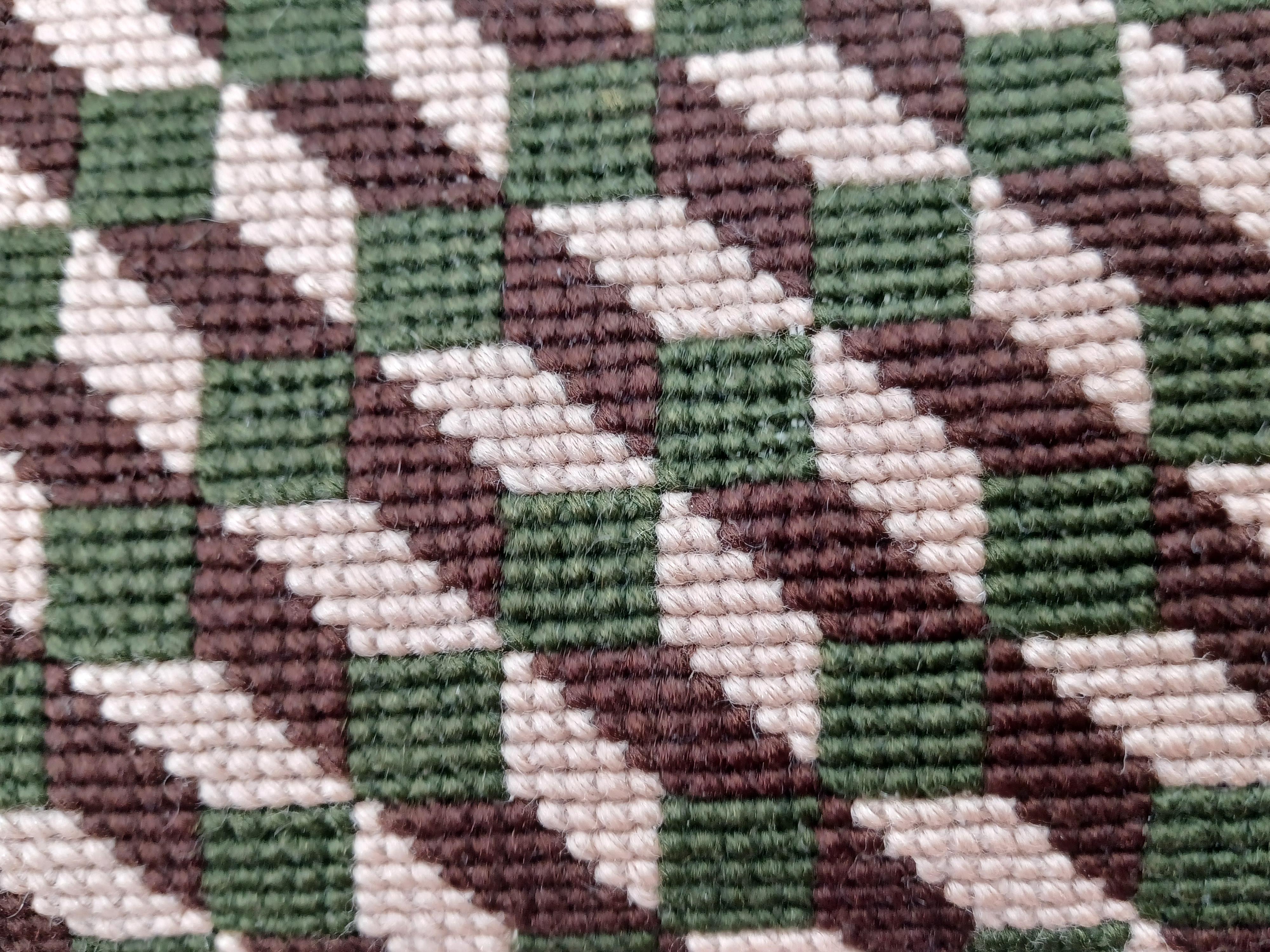 1960s, Restored Danish Teak Footstool with Handmade Cross Stitch Embroidery 4