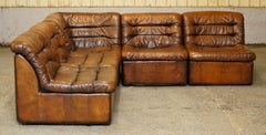 1960's Restaurado De Sede Modular Ds Br Cuero Marrón Esquina Sofá Sillón Suite
