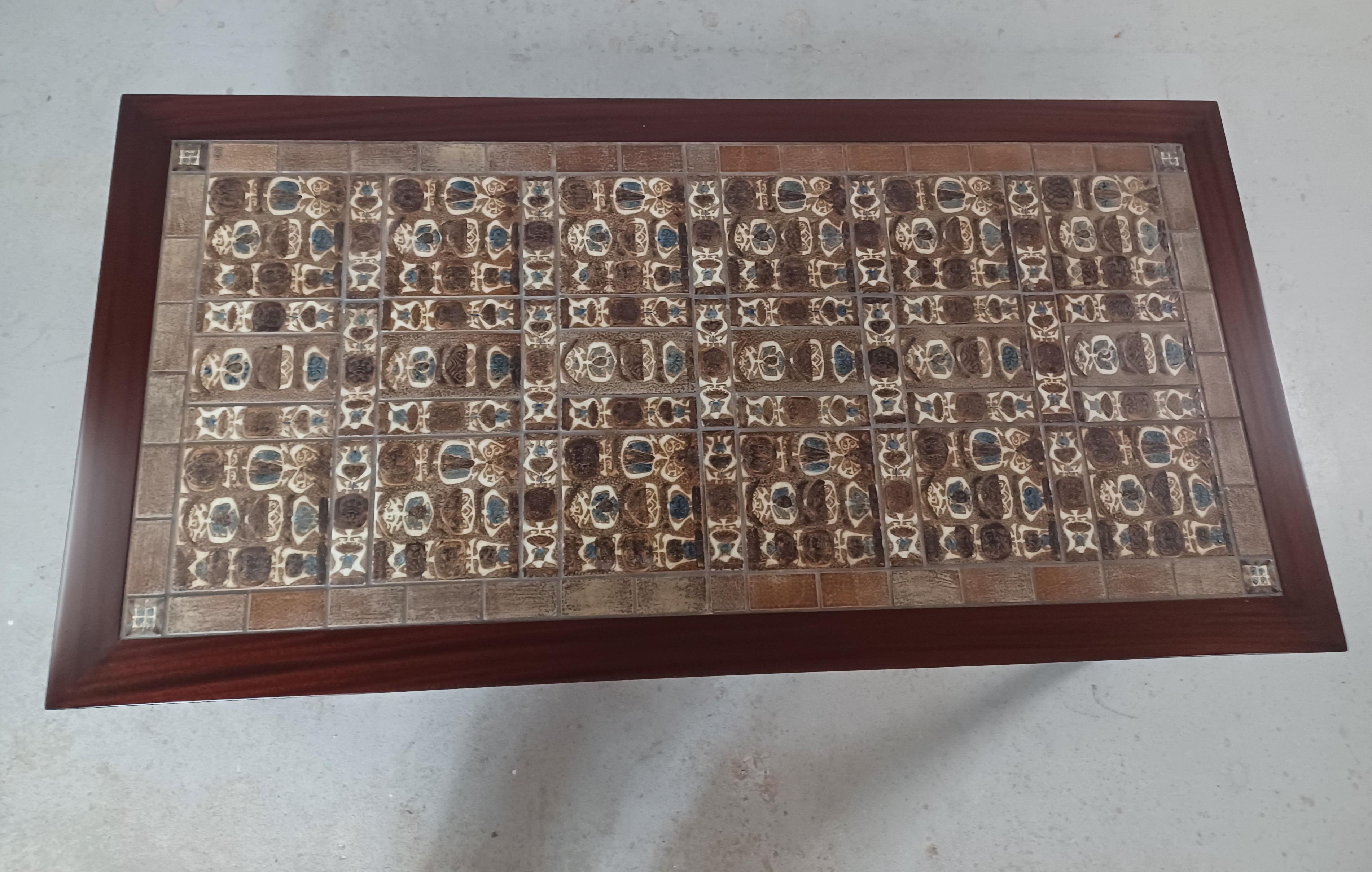 Scandinavian Modern 1960s Restored Severin Hansen Mahogany Coffee Table with Royal Copenhagen Tiles For Sale