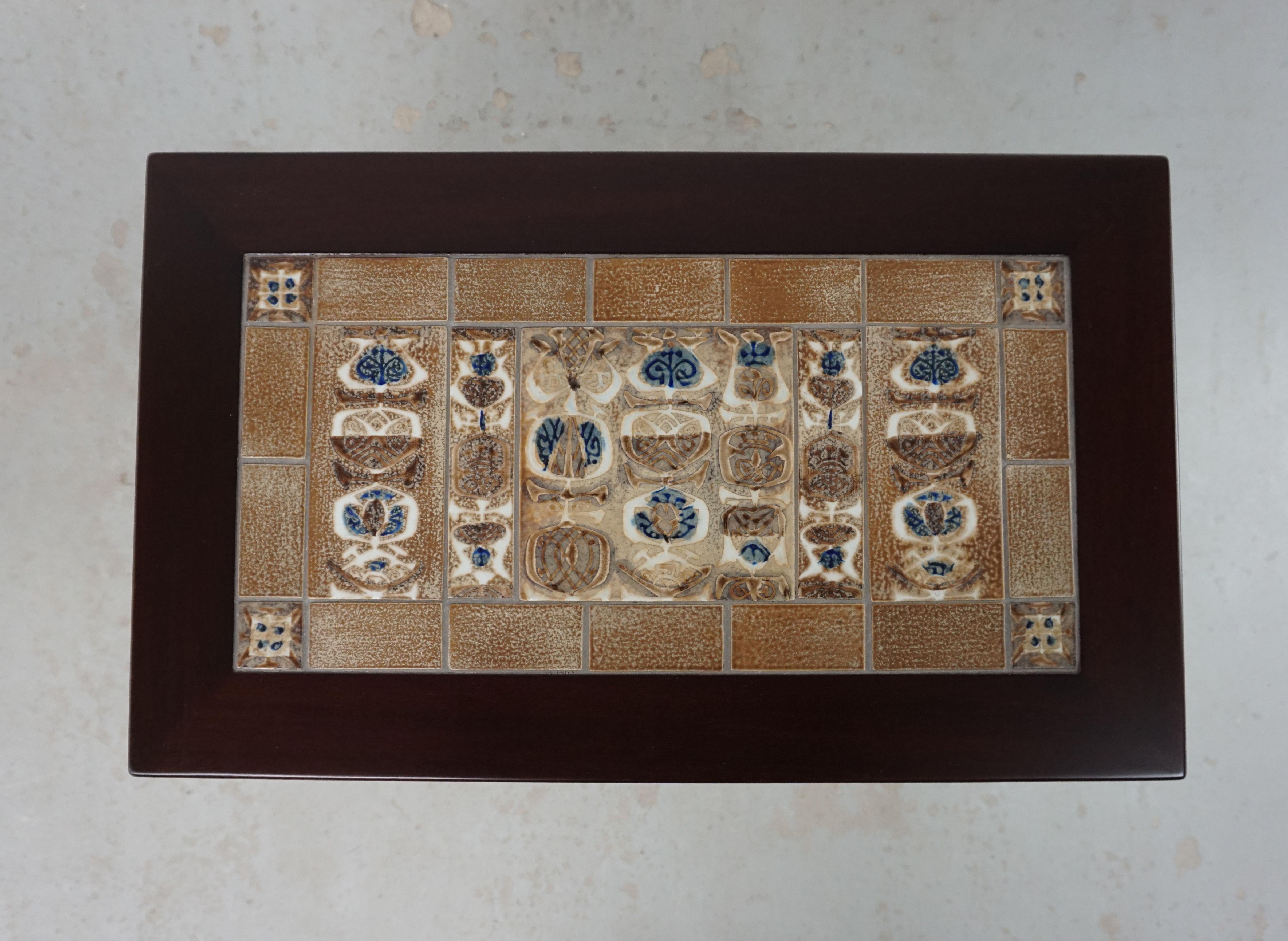 Danish 1960s Restored Severin Hansen Mahogny Side Table with Royal Copenhagen Tiles  For Sale