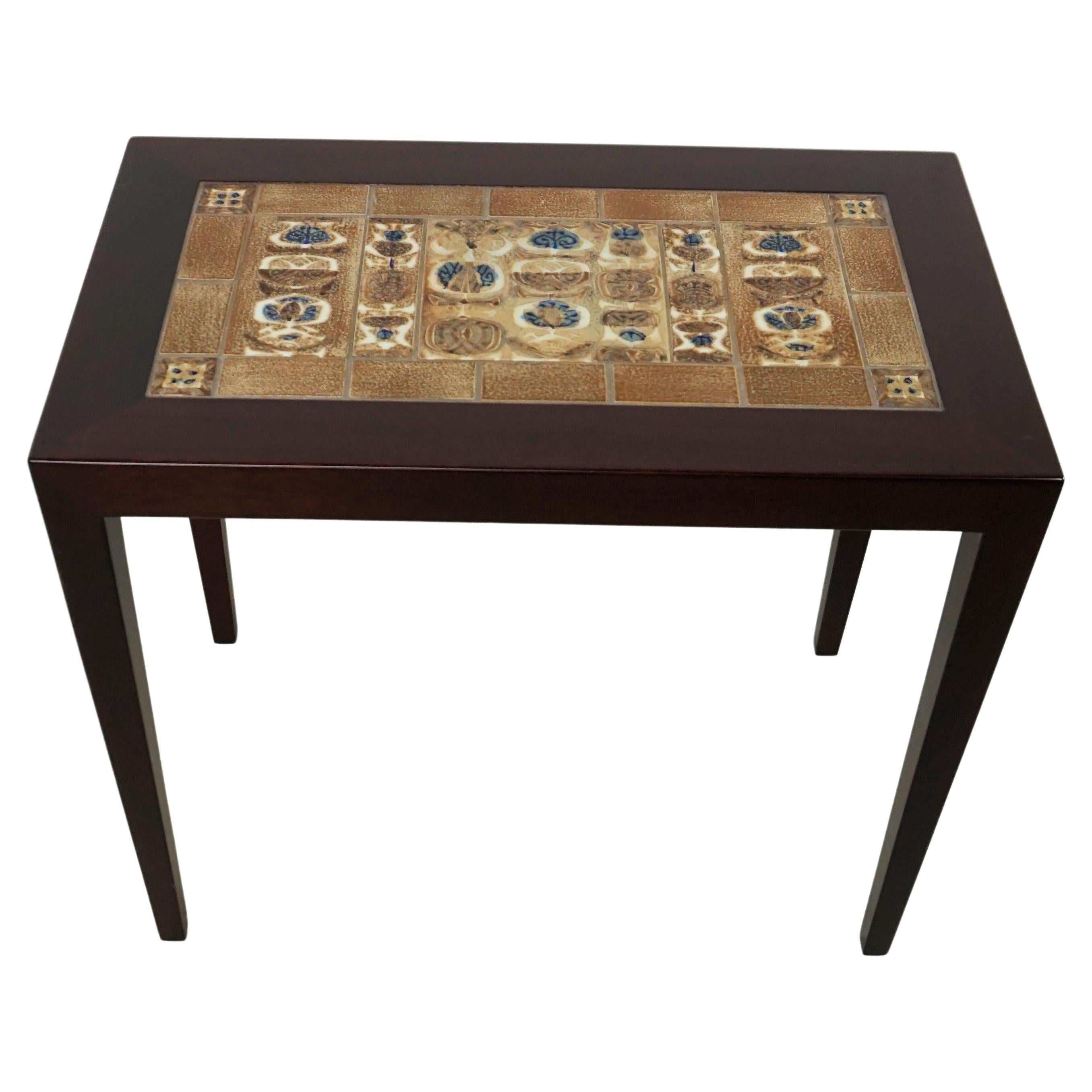 1960s Restored Severin Hansen Mahogny Side Table with Royal Copenhagen Tiles  For Sale