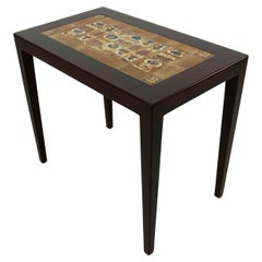 1960s Restored Severin Hansen Mahogny Side Table with Royal Copenhagen Tiles