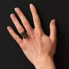 1960s Retro 14 Carat Smoky Quartz Yellow Gold Ring