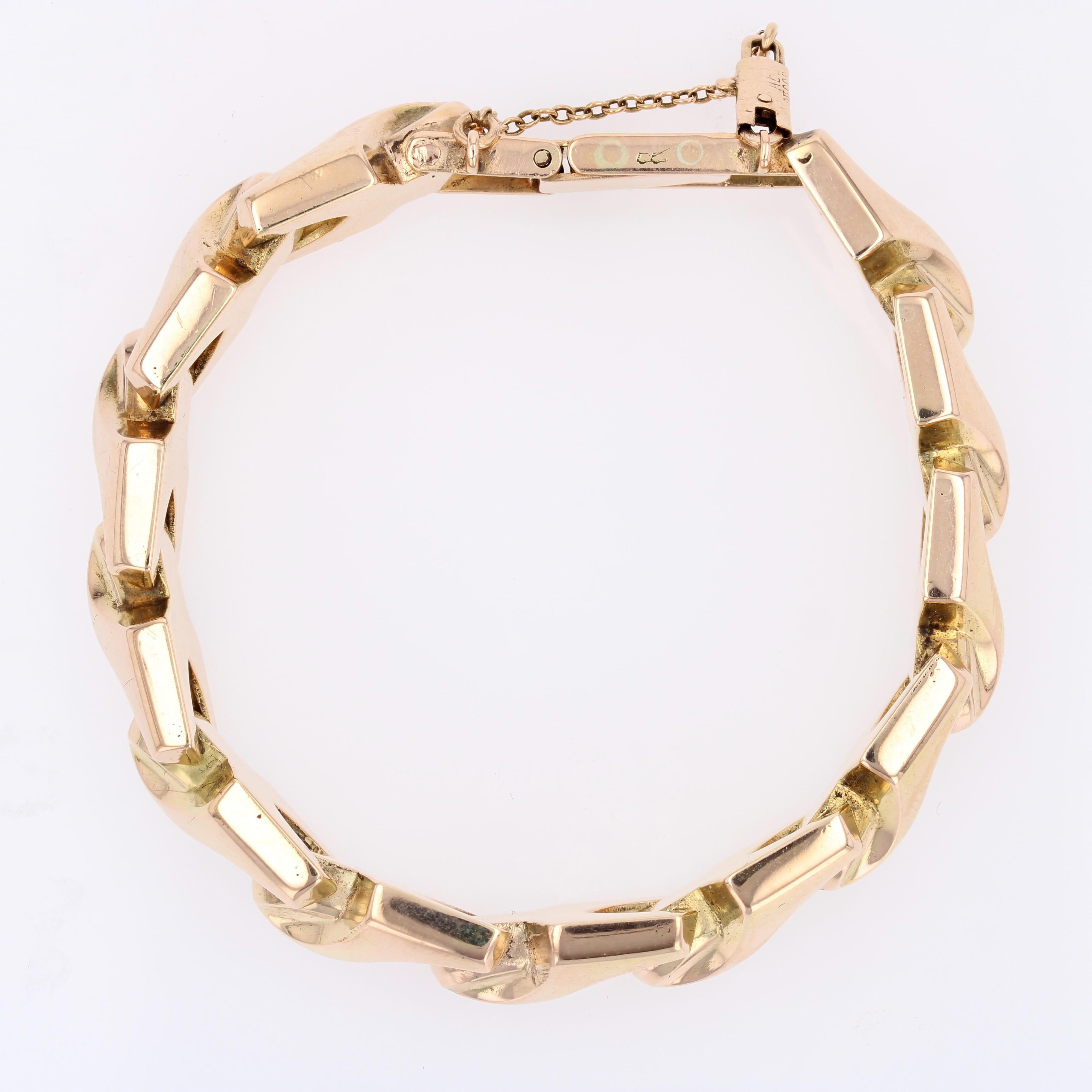1960s Retro 18 Karat Rose Gold Articulated Bow Pattern Bracelet For Sale 5
