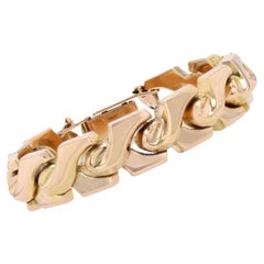 1960s Retro 18 Karat Rose Gold Articulated Bow Pattern Bracelet