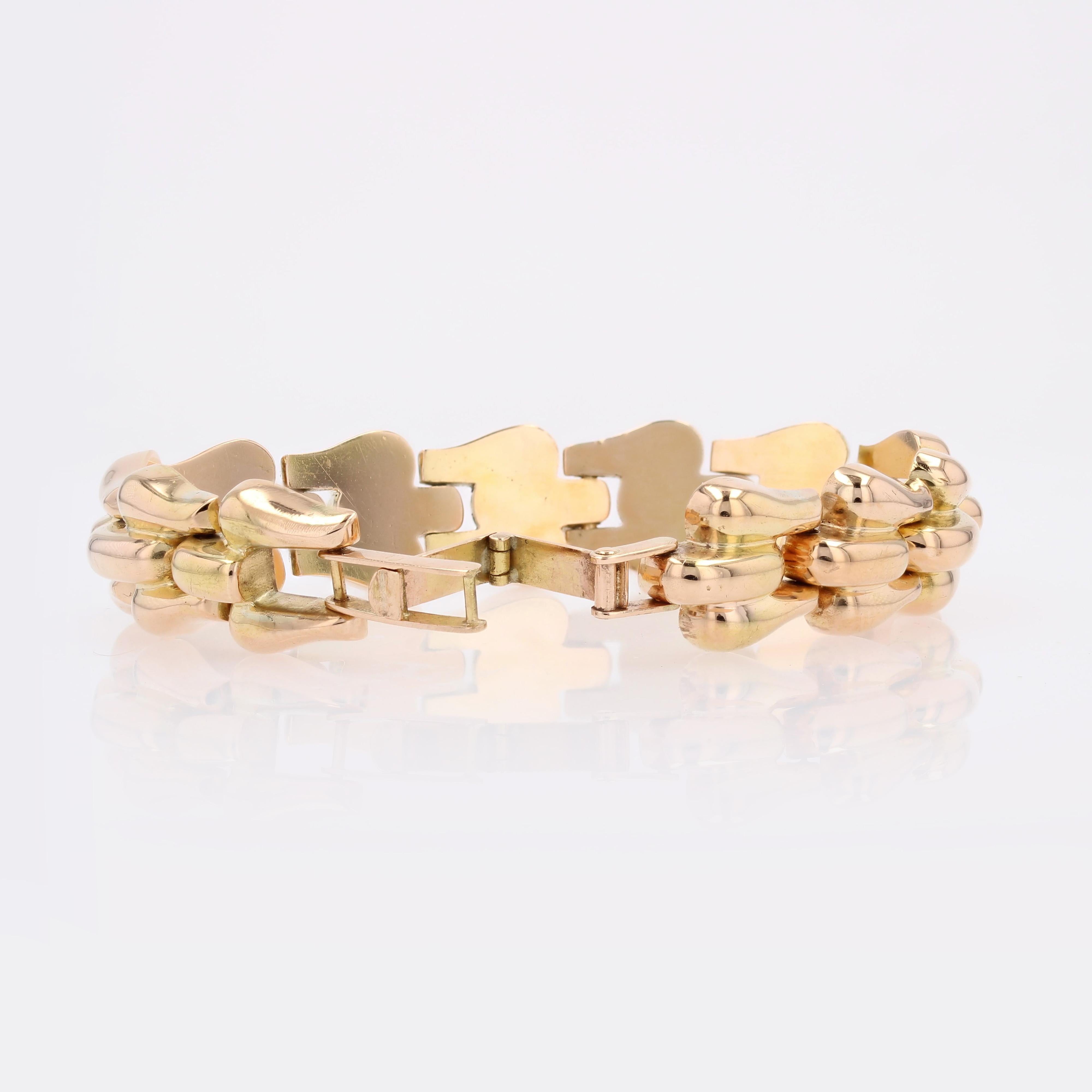 1960s Retro 18 Karat Rose Gold Articulated Bracelet en vente 5