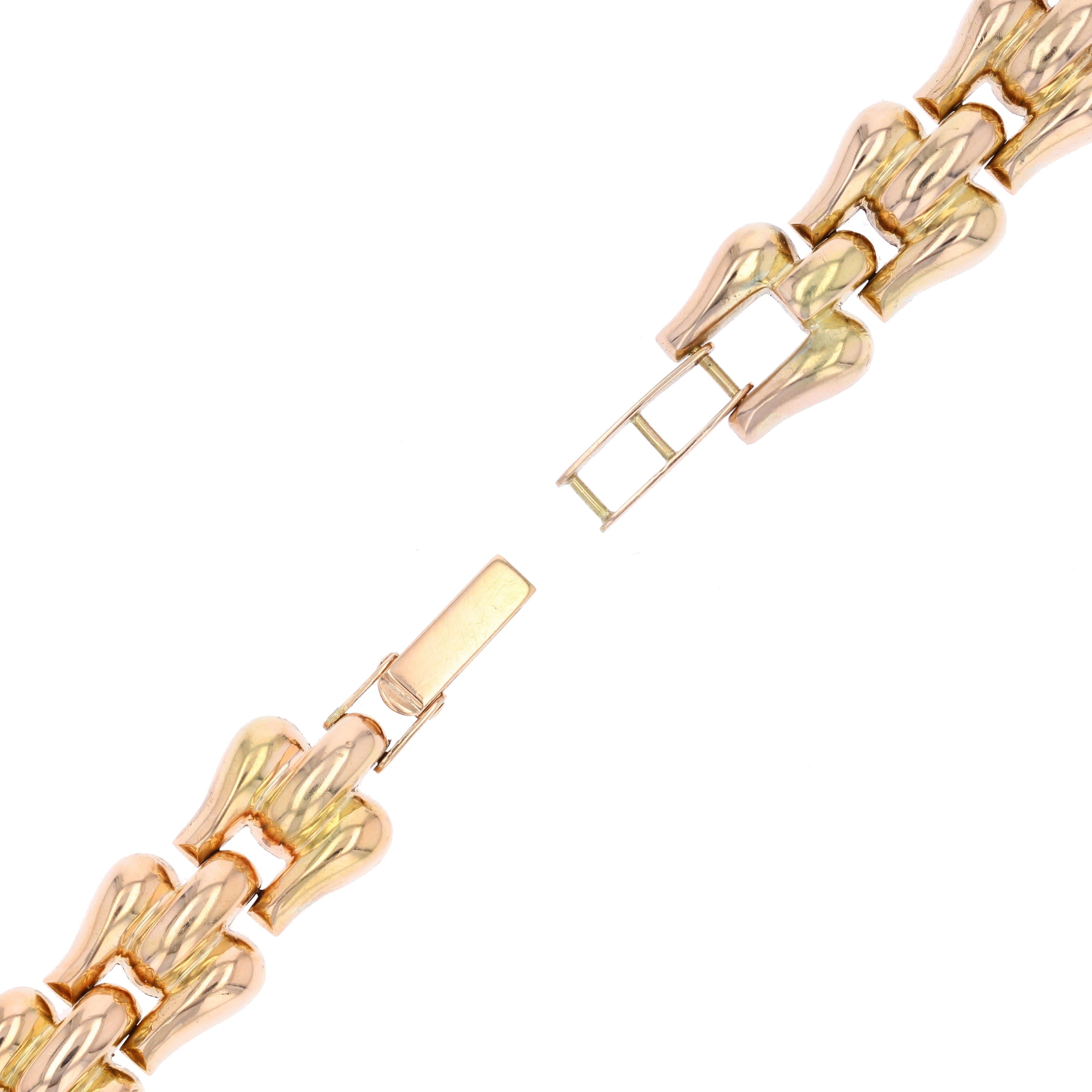 1960s Retro 18 Karat Rose Gold Articulated Bracelet en vente 6