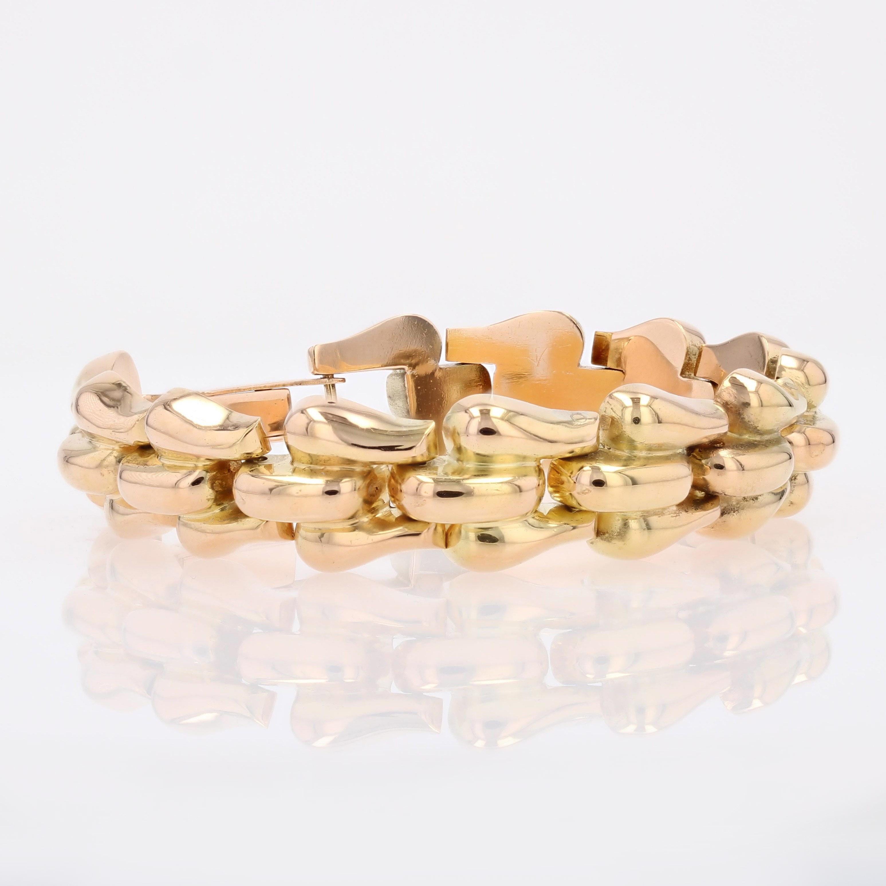 1960s Retro 18 Karat Rose Gold Articulated Bracelet Pour femmes en vente
