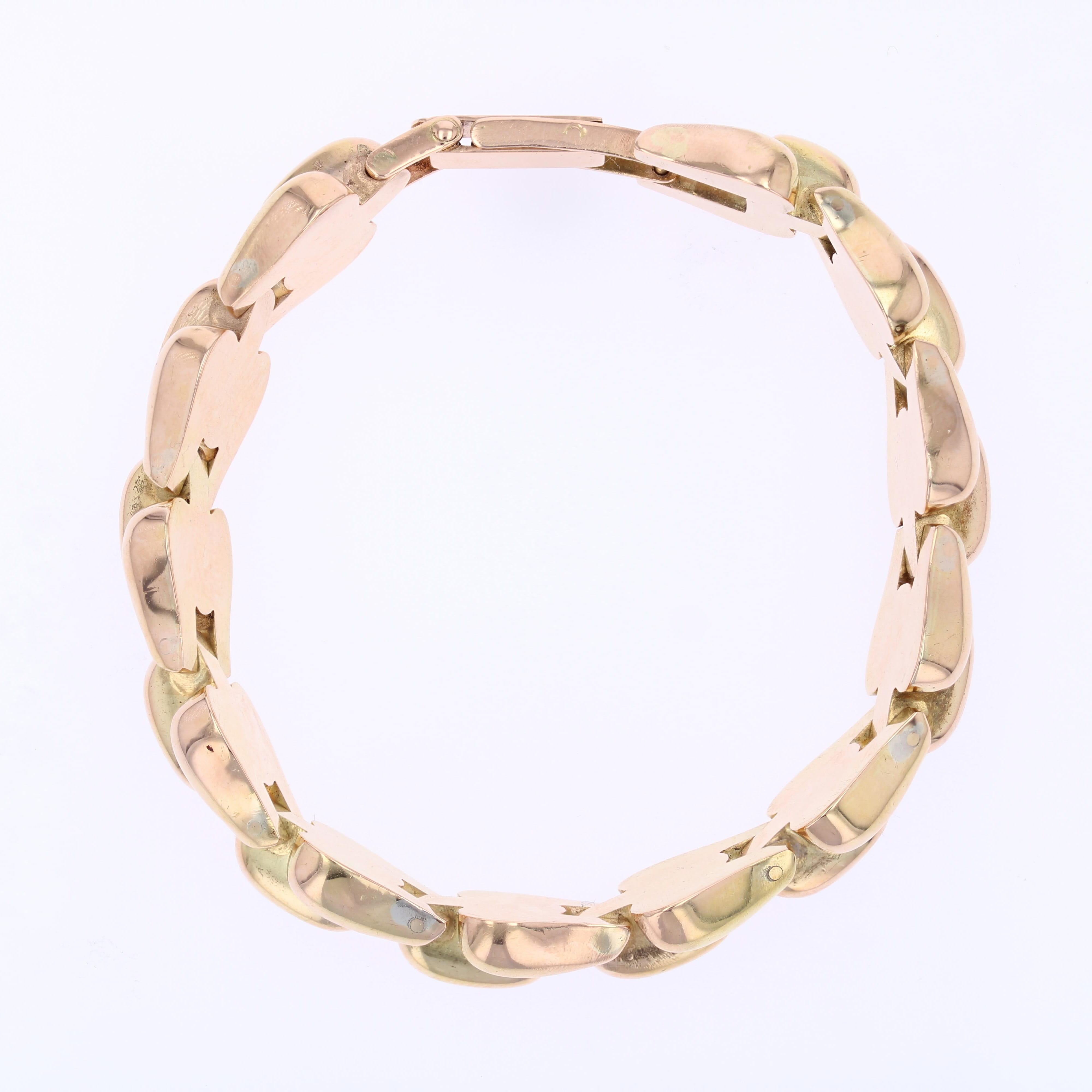 1960s Retro 18 Karat Rose Gold Articulated Bracelet en vente 2