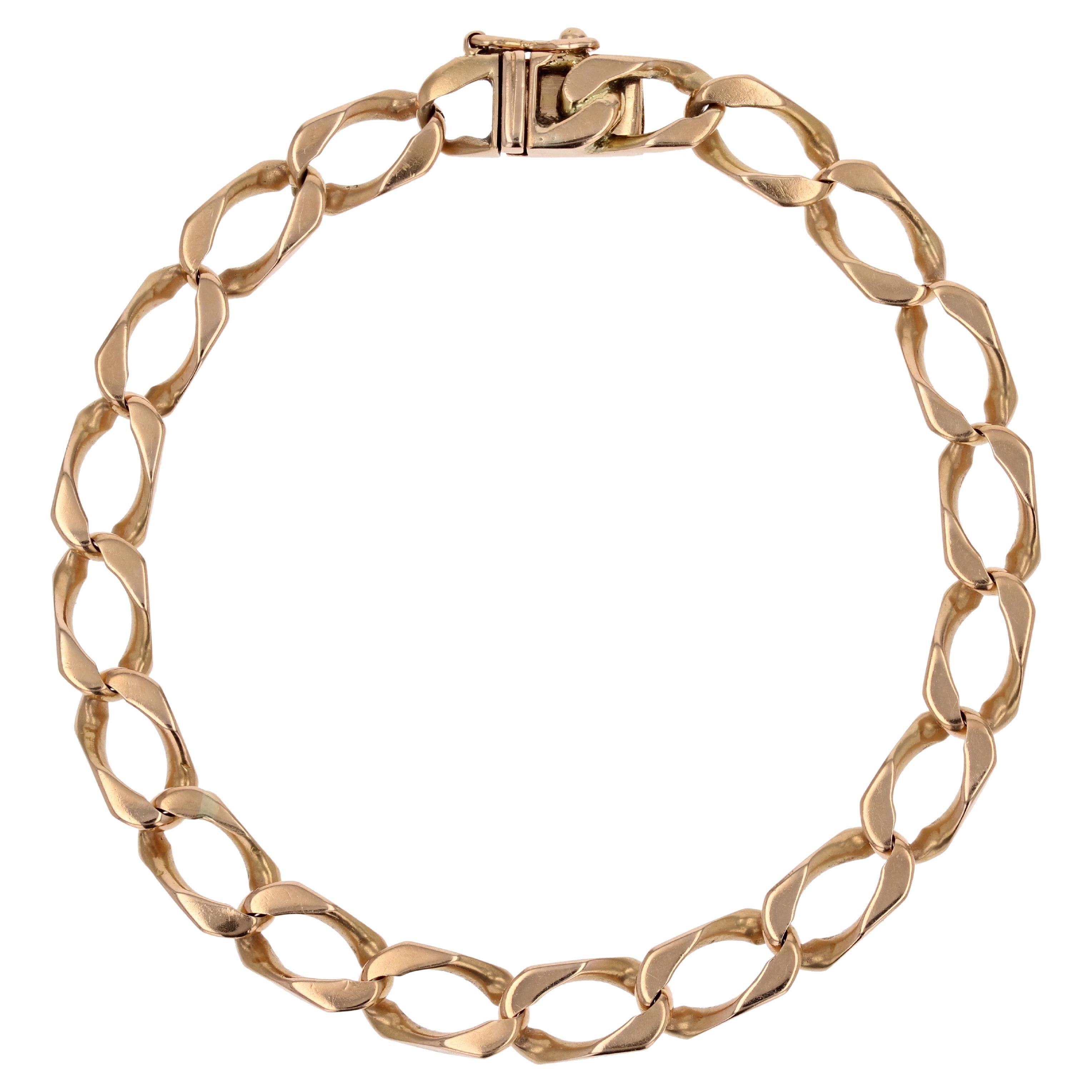 1960s Retro 18 Karat Rose Gold Curb Bracelet