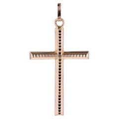 1960s Retro 18 Karat Rose Gold Striated Cross 1960s Retro 18 Karat Rose Gold Striated Cross