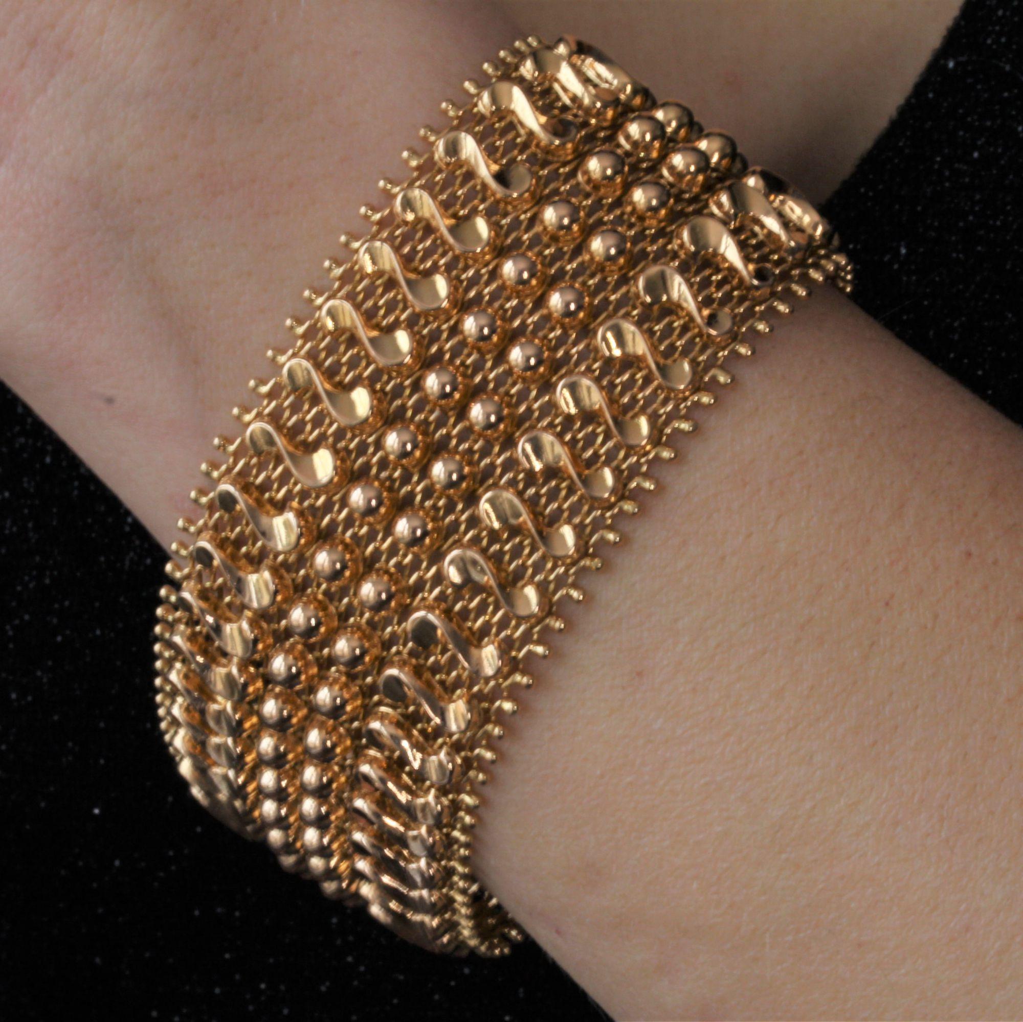 1960s Retro 18 Karat Rose Gold Woven Bracelet 2