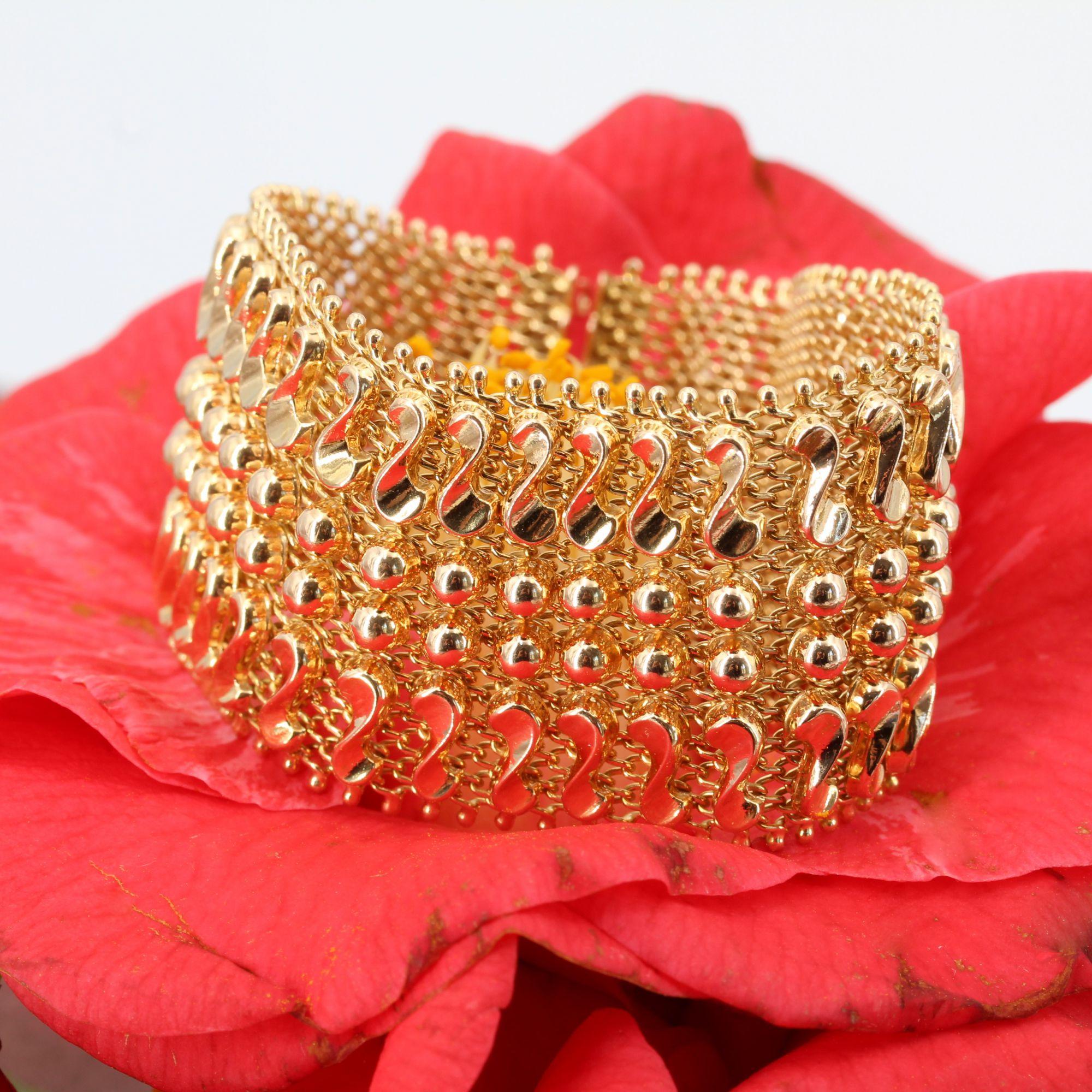 1960s Retro 18 Karat Rose Gold Woven Bracelet 3